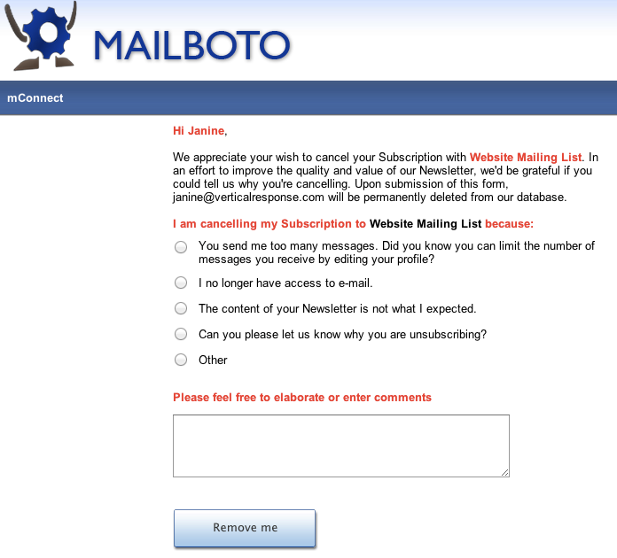 A terrible unsubscribe