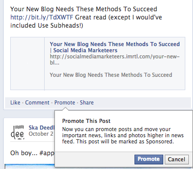 Facebook promoted posts
