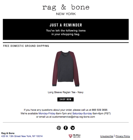 Retail Email marketing example